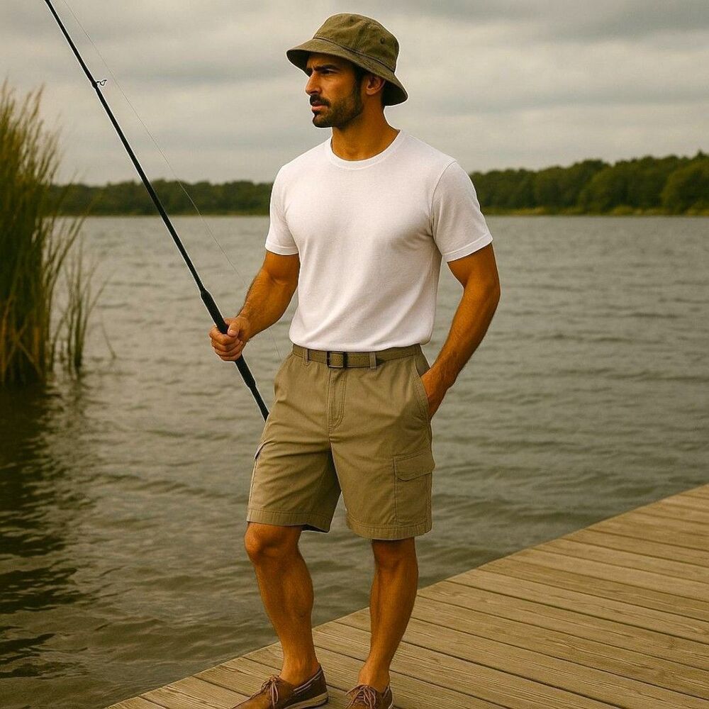 Columbia Men’s L Cargo Shorts Packable Lightweight Nylon Fishing Hiking Belted